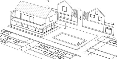 mimari konsepti, ev illüstrasyon arka planı 