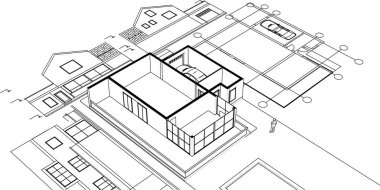 mimari konsepti, ev illüstrasyon arka planı 