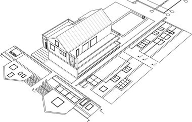 mimari konsepti, ev illüstrasyon arka planı 