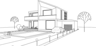 mimari konsepti, ev illüstrasyon arka planı 