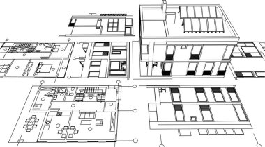 Geleneksel ev çizimi 3d oluşturma