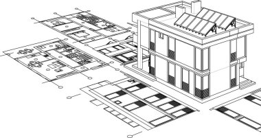 Geleneksel ev çizimi 3d oluşturma