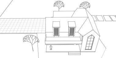 Geleneksel ev çizimi 3d oluşturma