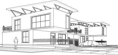 Geleneksel ev çizimi 3d oluşturma