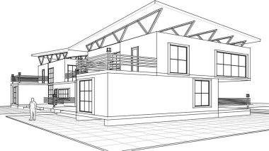 Geleneksel ev çizimi 3d oluşturma