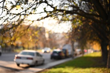 Bulanık şehir sokak arka planı, soyut odaklanmış arkaplan