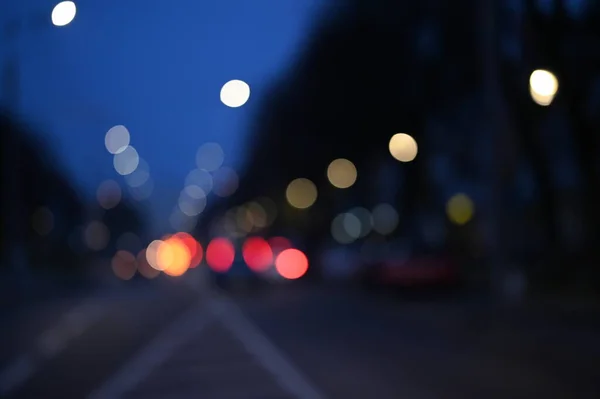 Abstrakter Hintergrund Mit Bokeh Defokussierten Stadtlichtern — Stockfoto