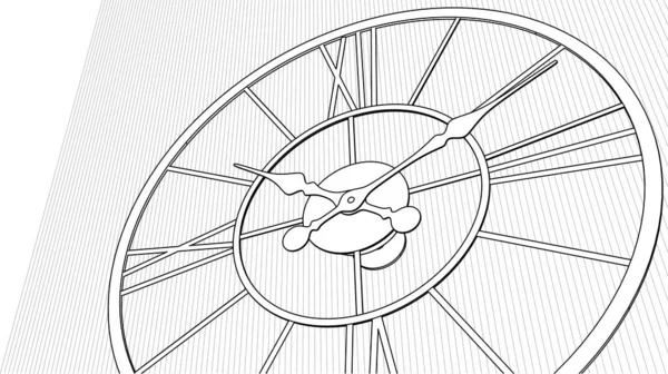 Orologio Meccanico Sfondo Bianco Illustrazione Vettoriale — Vettoriale Stock