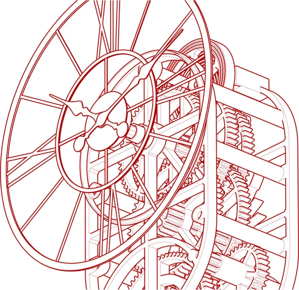Jam Mekanis Pada Latar Belakang Putih Ilustrasi Vektor - Stok Vektor