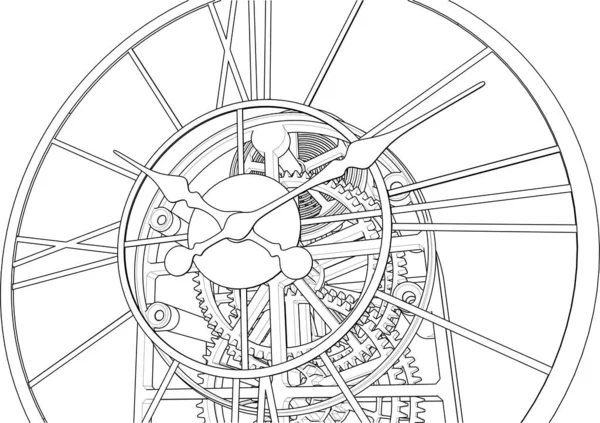 Reloj Mecánico Sobre Fondo Blanco Ilustración Vectorial — Archivo Imágenes Vectoriales