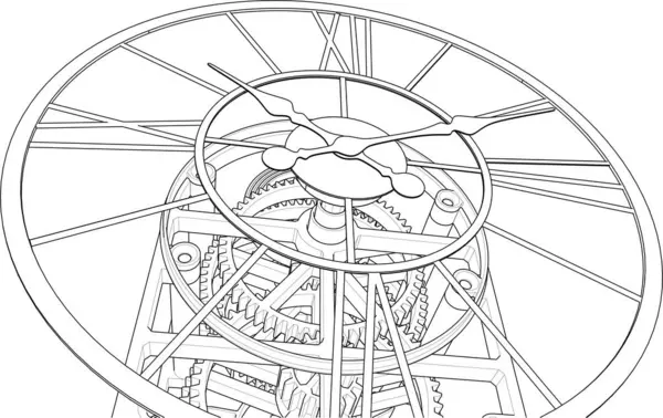 白い背景の機械時計 ベクトル イラスト — ストックベクタ