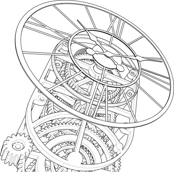 Reloj Mecánico Sobre Fondo Blanco Ilustración Vectorial — Archivo Imágenes Vectoriales