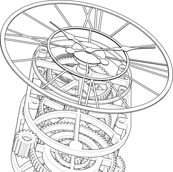 Mechanical Clock White Background Vector Illustration — Stock Vector