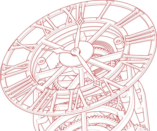 Jam Mekanis Pada Latar Belakang Putih Ilustrasi Vektor - Stok Vektor