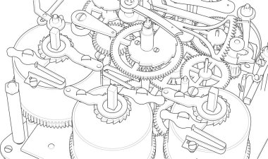 beyaz arkaplanda dişli mekanizması, vektör illüstrasyonu 