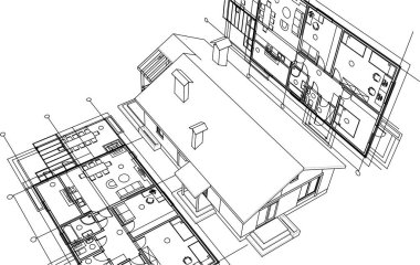 Modern ev çizimi, vektör çizimi