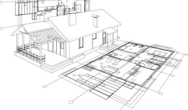 Modern ev çizimi, vektör çizimi