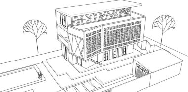 Modern ev çizimi, vektör çizimi