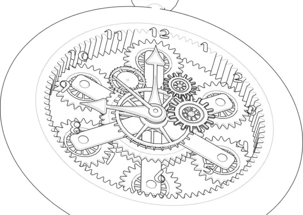 Horloge Murale Horloge Mécanique Illustration Vectorielle — Image vectorielle