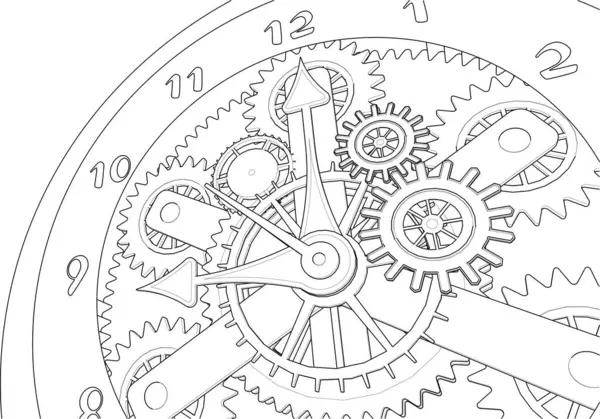 Wanduhr Mechanische Uhr Vektorillustration — Stockvektor