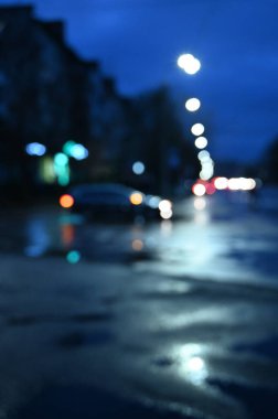 Şehir gece trafiği, trafik ışıkları, arka plan temizliği.