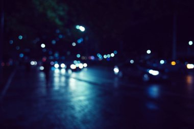 Şehir gece trafiği, trafik ışıkları, arka plan temizliği.