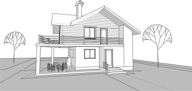 ev mimarisi proje taslağı, vektör illüstrasyonu