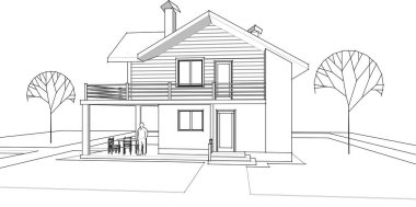 ev mimarisi proje taslağı, vektör illüstrasyonu