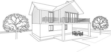 ev mimarisi proje taslağı, vektör illüstrasyonu