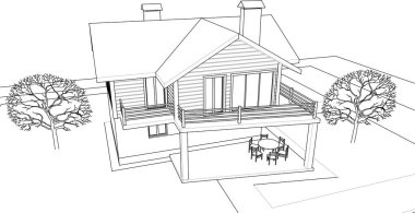 ev mimarisi proje taslağı, vektör illüstrasyonu