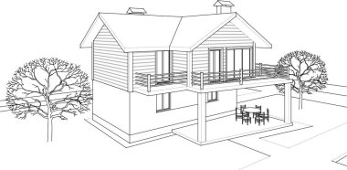 ev mimarisi proje taslağı, vektör illüstrasyonu