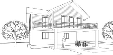 ev mimarisi proje taslağı, vektör illüstrasyonu