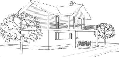 ev mimarisi proje taslağı, vektör illüstrasyonu