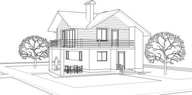 ev mimarisi proje taslağı, vektör illüstrasyonu