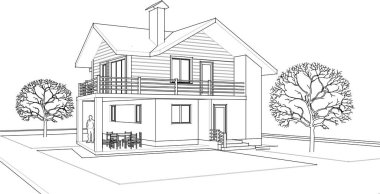 ev mimarisi proje taslağı, vektör illüstrasyonu