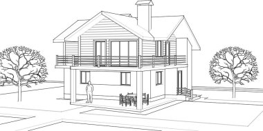 ev mimarisi proje taslağı, vektör illüstrasyonu