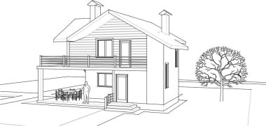 ev mimarisi proje taslağı, vektör illüstrasyonu