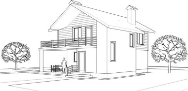 ev mimarisi proje taslağı, vektör illüstrasyonu