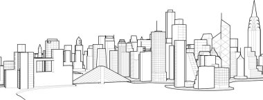 Soyut kentsel manzara kenti 3D illüstrasyon