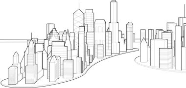 Soyut kentsel manzara kenti 3D illüstrasyon