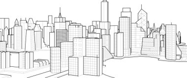 Soyut kentsel manzara kenti 3D illüstrasyon