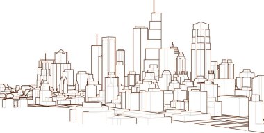 Soyut kentsel manzara kenti 3D illüstrasyon