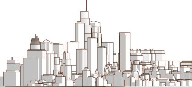 Soyut kentsel manzara kenti 3D illüstrasyon