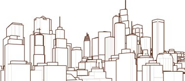 Soyut kentsel manzara kenti 3D illüstrasyon