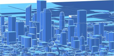 Soyut kentsel manzara kenti 3D illüstrasyon