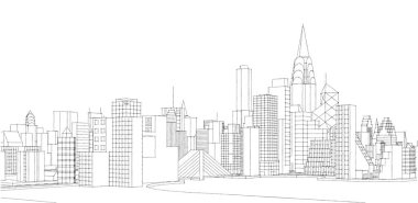 Soyut kentsel manzara kenti 3D illüstrasyon