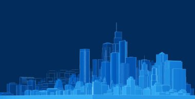 Soyut kentsel manzara kenti 3D illüstrasyon