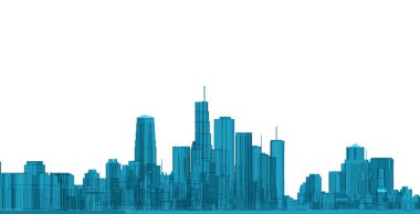 Soyut kentsel manzara kenti 3D illüstrasyon