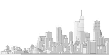 Soyut kentsel manzara kenti 3D illüstrasyon