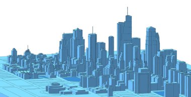 Soyut kentsel manzara kenti 3D illüstrasyon